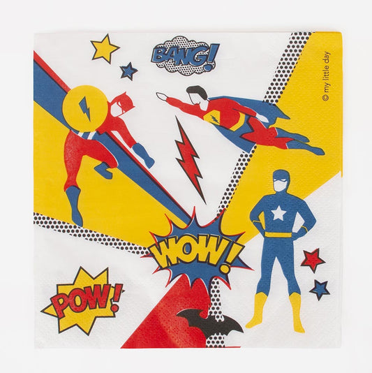 Superhero napkins for eco-responsible children's birthday my little day
