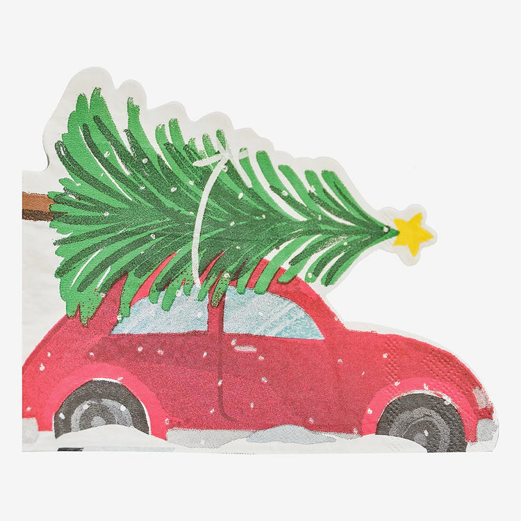 16 servilletas de coche y árbol de Navidad para decorar la mesa navideña