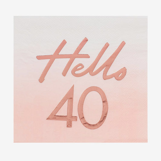 16 tovaglioli di carta 40° compleanno oro rosa ciao 40