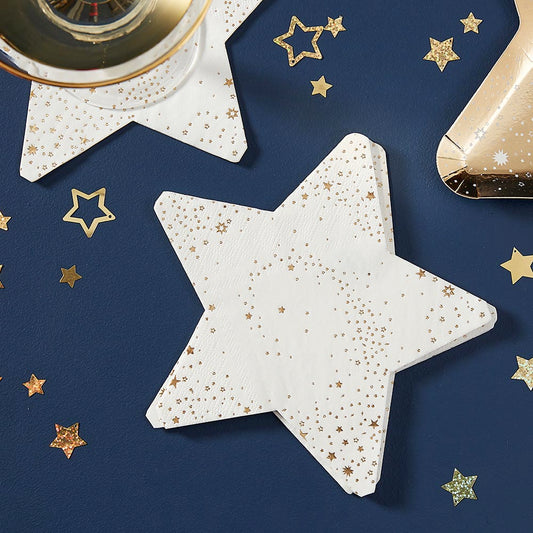 Decoration table de Noel : serviettes en papier en forme d'étoile