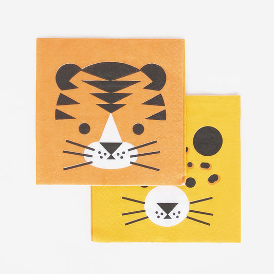 Lot De 2 Serviettes Enfant Safari - Motifs Girafe Et Lion - Coton Absorbant - Bords Tissés - Pour Bain Ou Plage