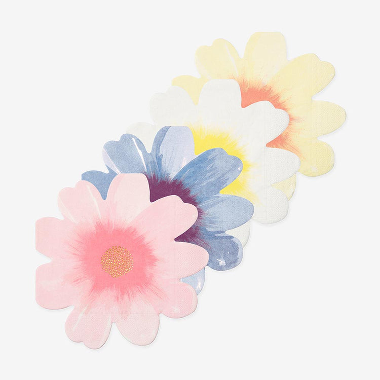 Serviettes forme fleurs de printemps pour un anniversaire fille par meri meri