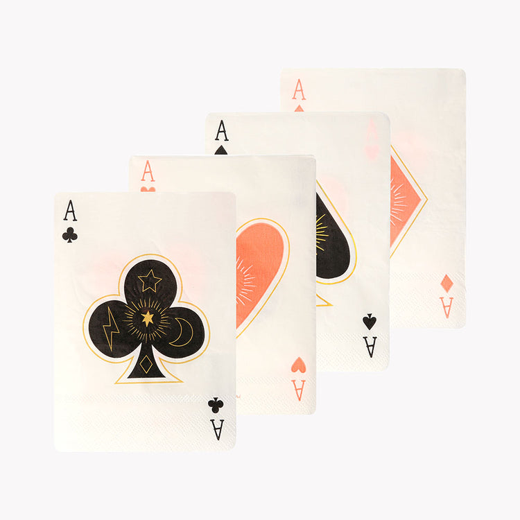 16 servilletas de juego de cartas para decoración de mesa de cumpleaños con tema mágico