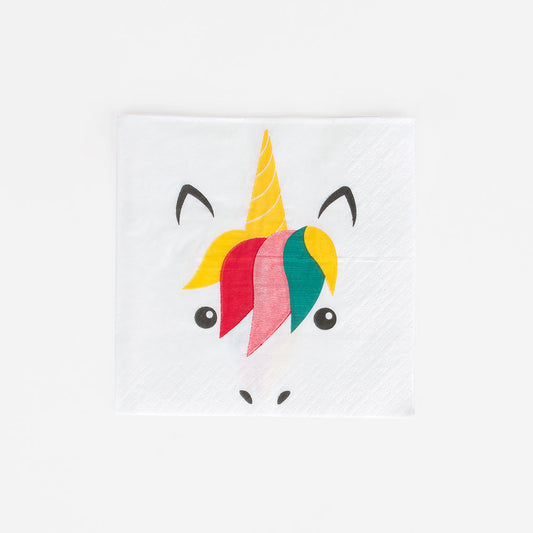 20 mini unicorn napkins for girl's birthday table decoration