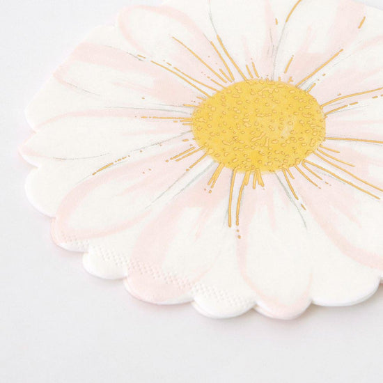 16 serviettes marguerite pour décorer une table d'anniversaire fleurs