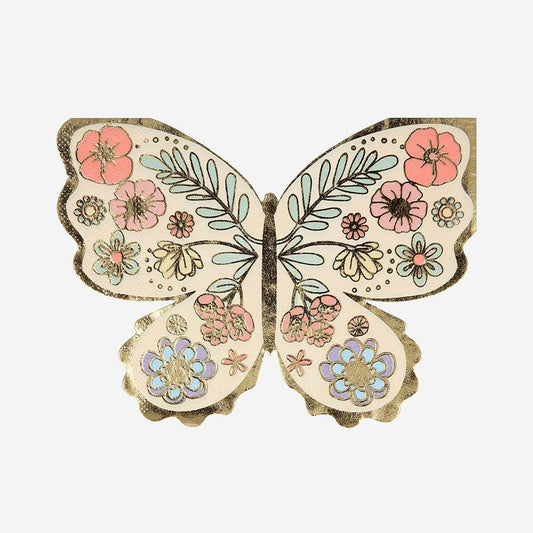 16 serviettes papillon pour décoration table anniversaire thème Alice