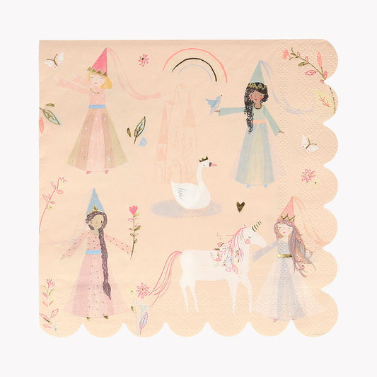16 serviettes princesse pour décoration table anniversaire fille 