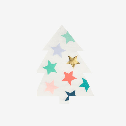 16 servilletas árbol estrella fiesta de fin de año