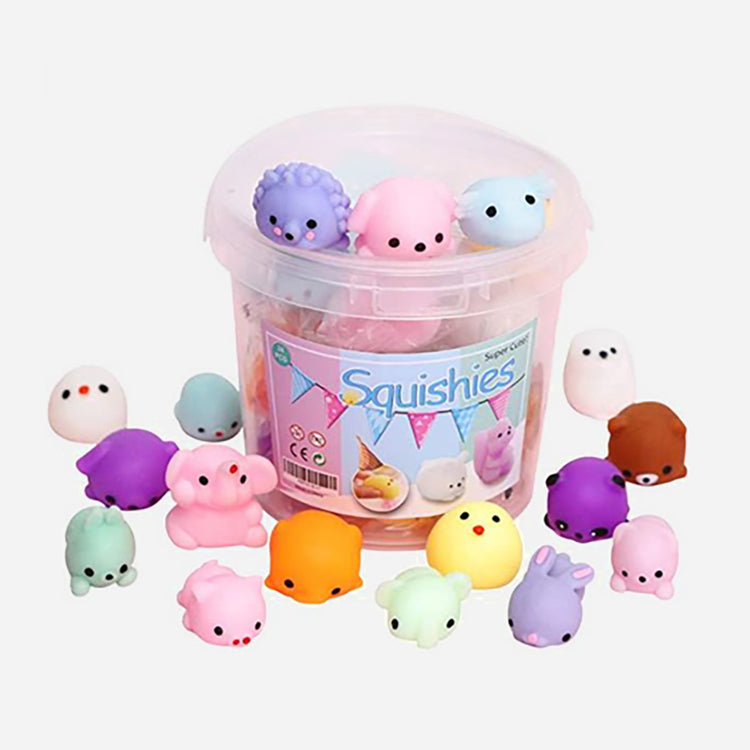 Cute animals in the form of squishy colored balls