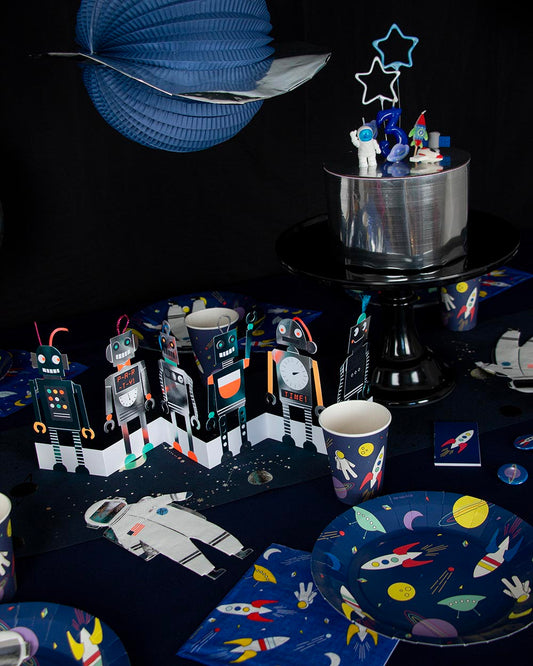 Déco d'anniversaire espace : cierge magique etoile bleue pour anniversaire