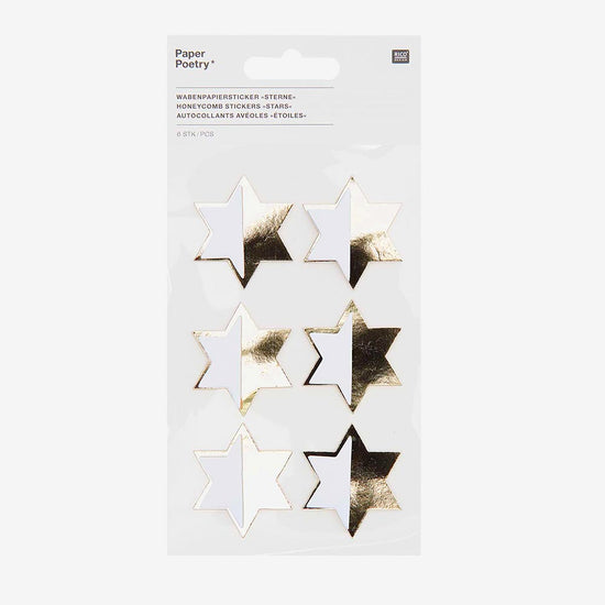 Accessoire loisirs créatifs noel : stickers alvéolés étoiles dorées