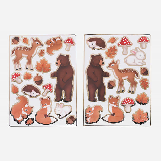 Forest animals and mushrooms stickers perfect for Christmas decor