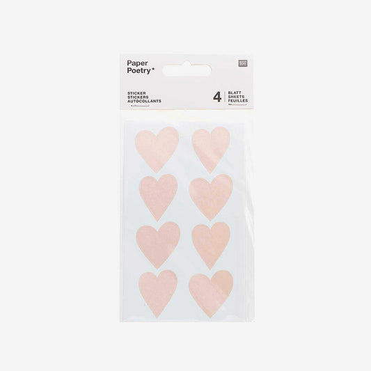 Rosa empolvado corazón pegatinas decoración tarjetas sobres papelería
