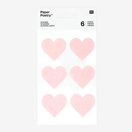 Pale pink heart-shaped felt stickers handmade creations