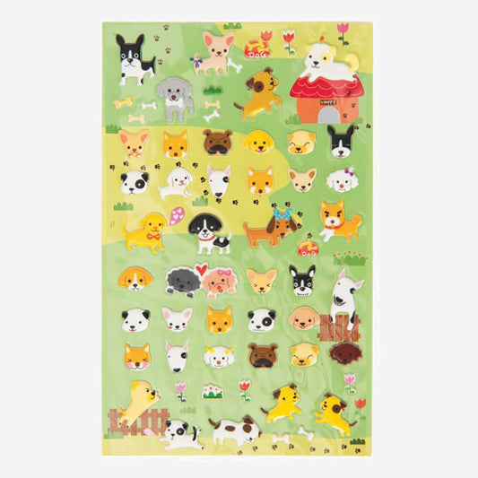 1 planche de stickers relief thème chien anniversaire enfant animaux