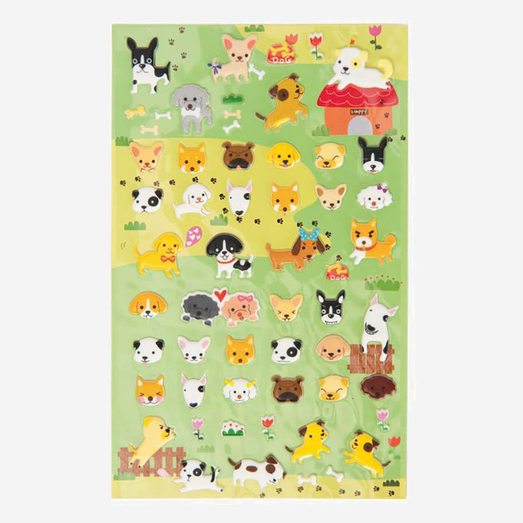 1 planche de stickers relief thème chien anniversaire enfant animaux