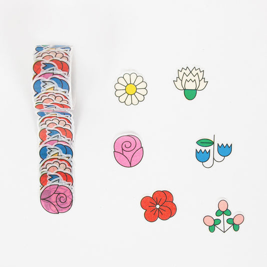 Stickers thème fleurs colorées pour enfant à coller 