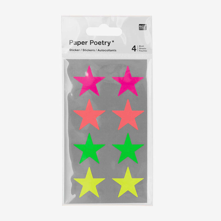 Pegatinas con forma de estrellas de neón para personalizar tus libretas