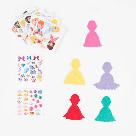 Felt princess stickers kit for girls 3 to 6 years old creative workshop