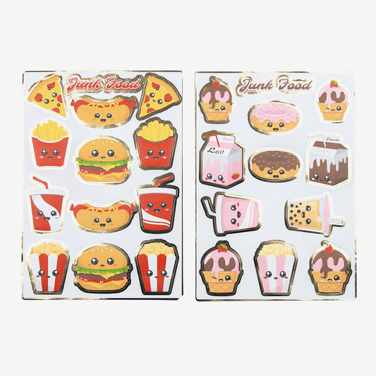 Stickers décoratifs d'anniversaire enfant thème junk food