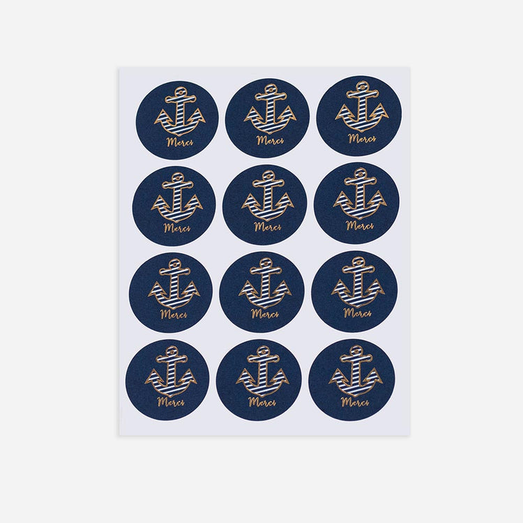 Stickers ancre marine pour remerciements mariage marin ou pochettes surprises