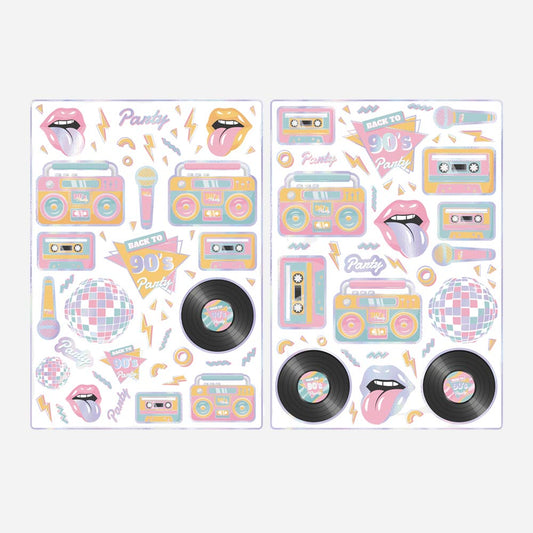 Retro stickers for Barbie birthday deco or 90s party