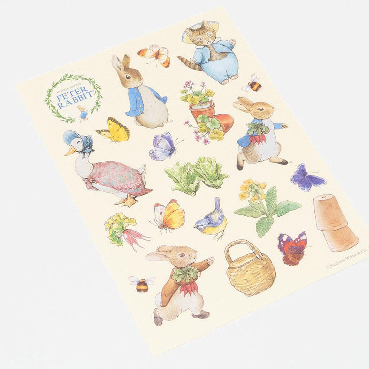 Planche de stickers peter rabbit pour un atelier créatif d'anniversaire