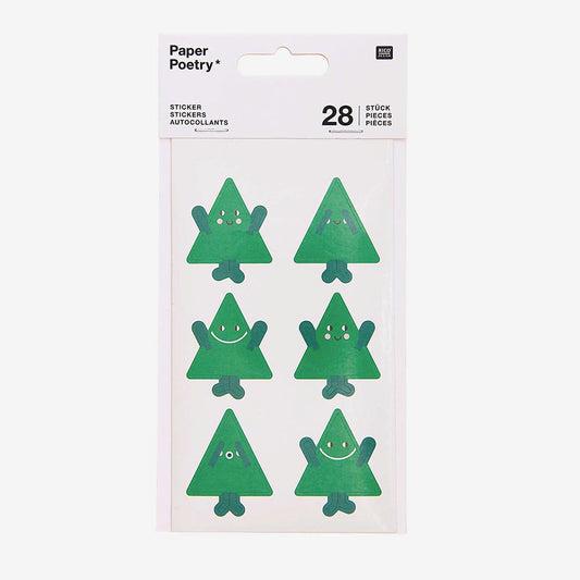 Original idea for creative hobbies: smiling Christmas tree stickers
