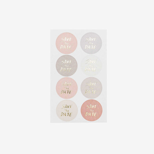 Gray and powder pink stickers save the date wedding invitation and envelope decoration