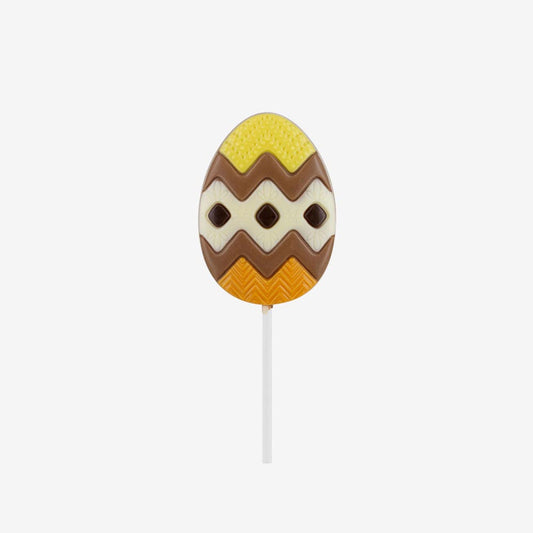 Easter egg hunt: colored egg chocolate lollipop