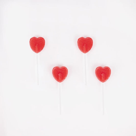 Candy: red heart lollipop for children's birthday snack table
