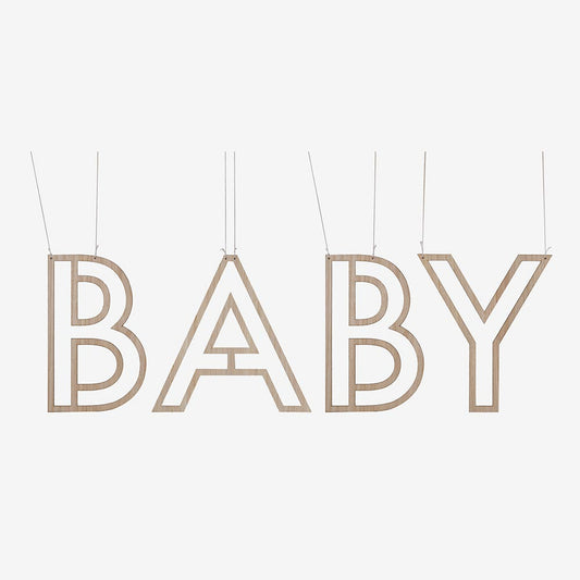 Wooden BABY suspension for original baby shower decoration