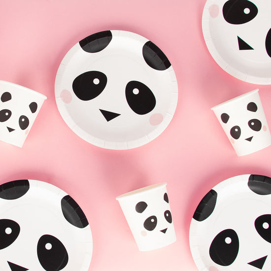 Vajilla desechable Panda para mesa de cumpleaños con decoración de animales para niña