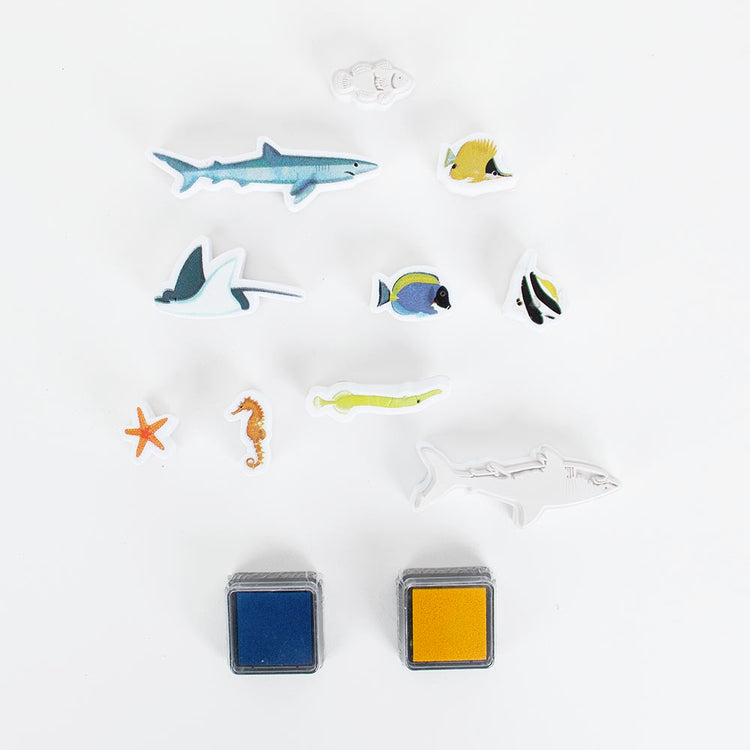 Idee cadeau anniversaire enfant original : tampons animaux de la mer 