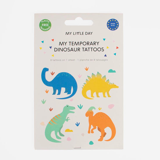 Actividad de tatuajes efímeros con motivo de dinosaurios para cumpleaños infantiles