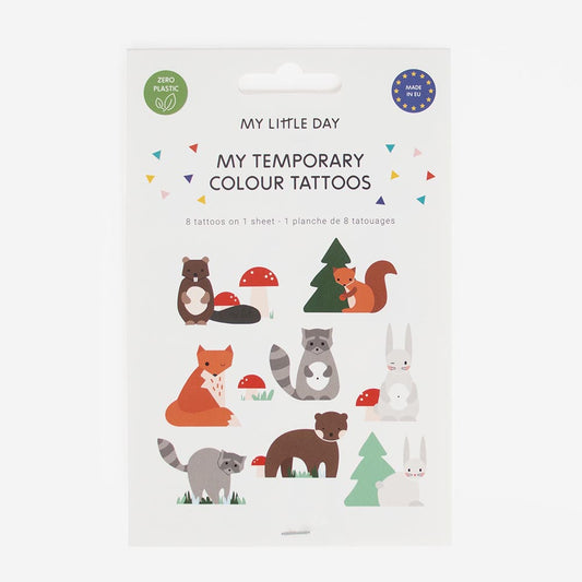 Temporary forest animal tattoos for children's birthdays
