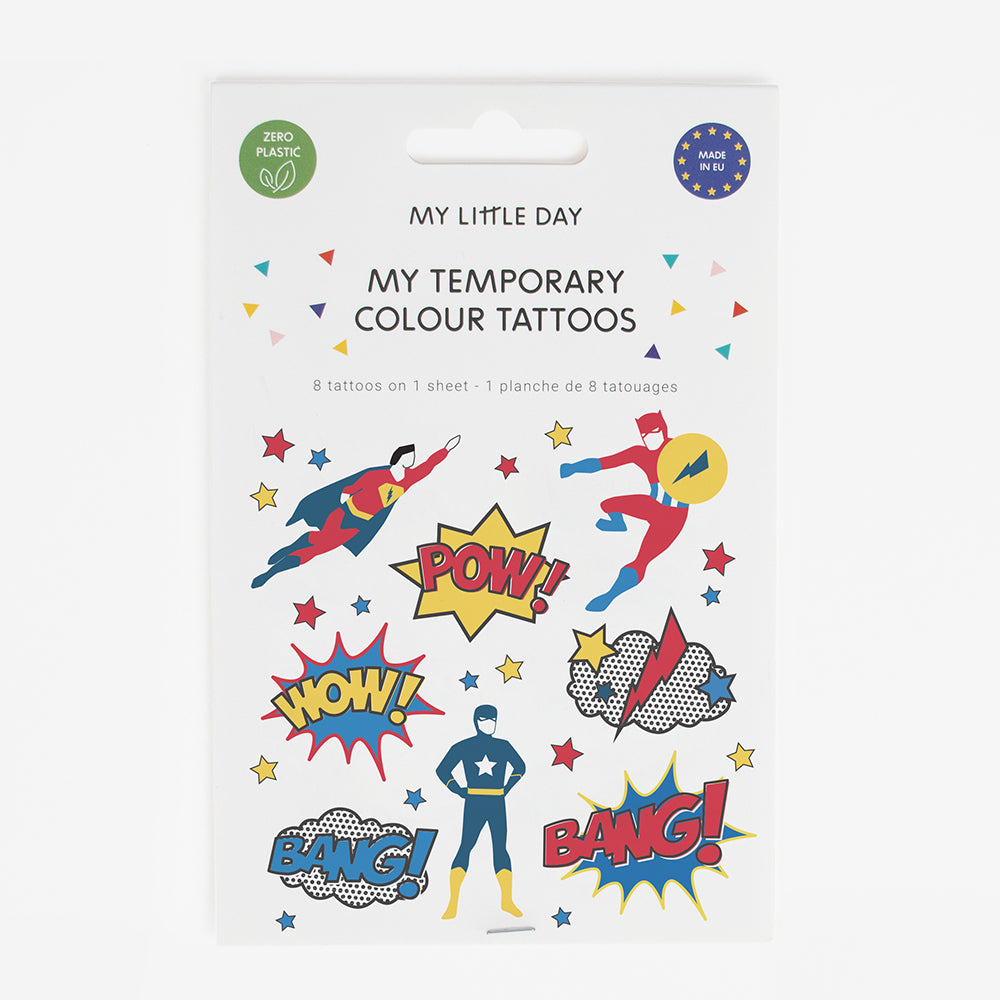 Tatuajes de superhéroes: regalo de cumpleaños para niños pequeños My Little Day