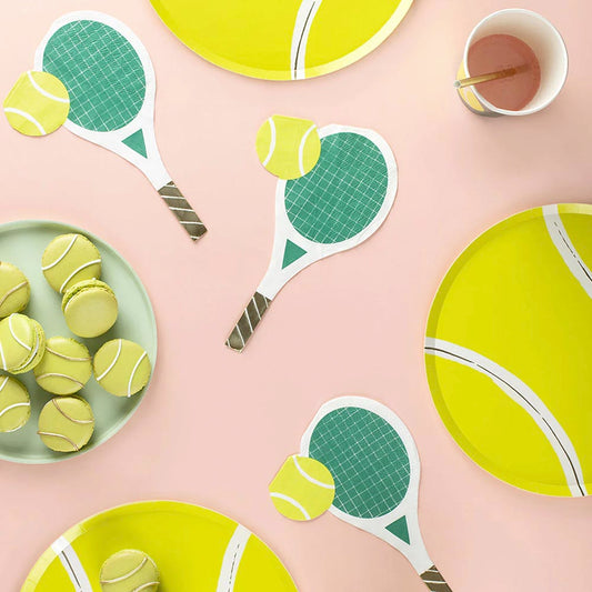 16 serviettes en papier raquette de tennis pour deco de table fete