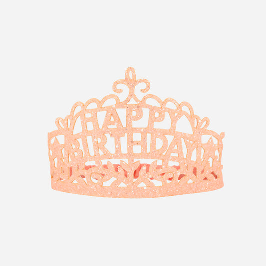 Anniversaire princesse : couronne rose en feutrine happy birthday