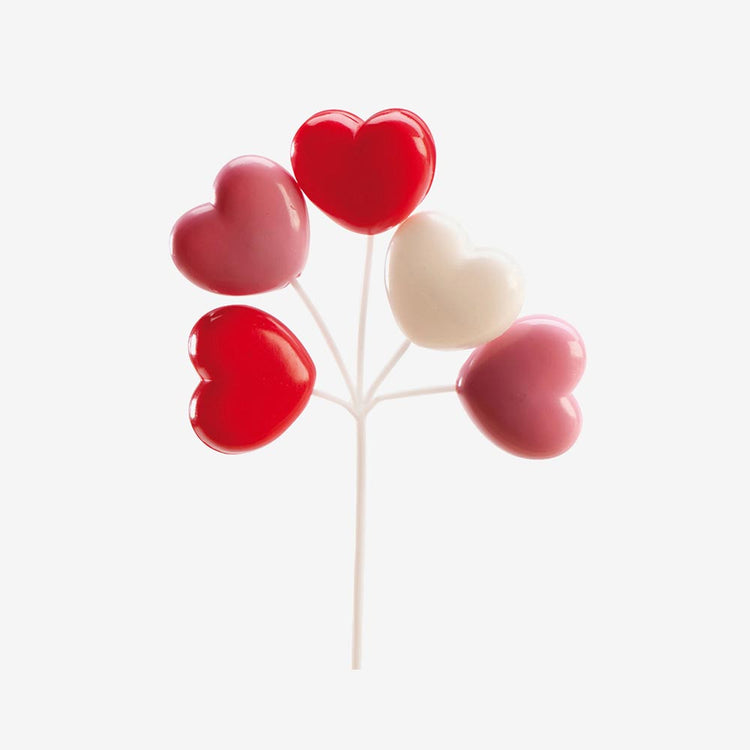 Decoration gateau anniversaire : figurine ballons coeurs multicolores