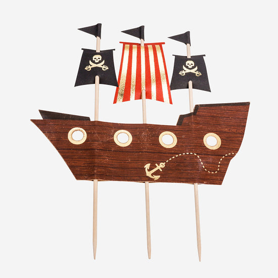 Topper bateau de pirate pour décoration gateau d'anniversaire pirate