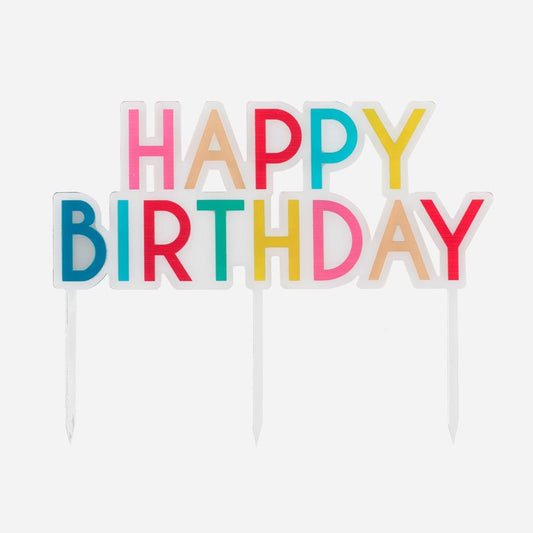 Toppers de pastel de feliz cumpleaños de Ginder Ray multicolor