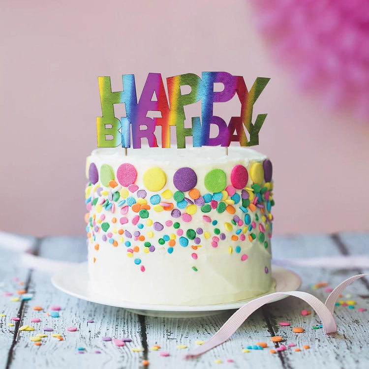 Décorations pour gâteau - Topper Happy Birthday multicolore