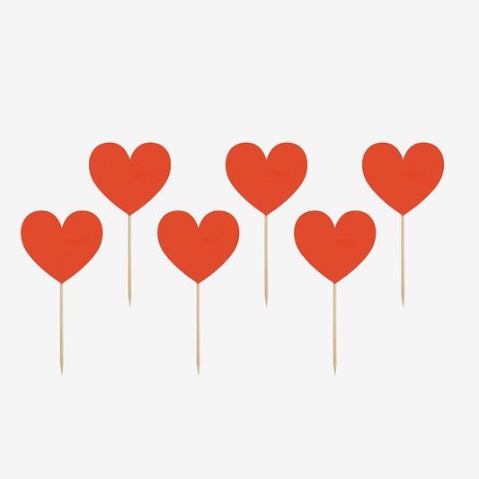 Toppers en forme de coeur rouge pour deco gateau saint valentin