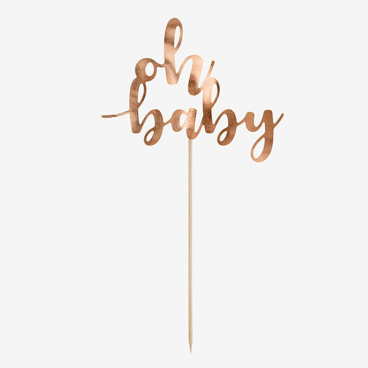 Topper oh baby rose gold pour decor gateau baby shower fille