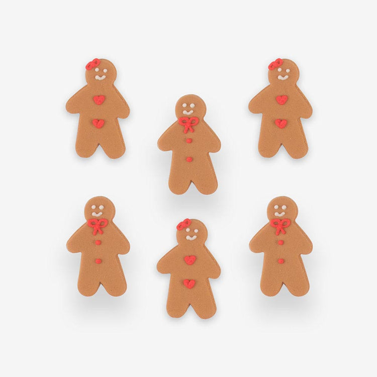 6 Gingerbread man sugar toppers for My Little Day cake decoration