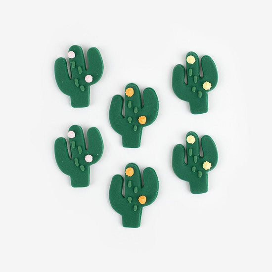 6 toppers sucre forme Cactus décoration gateaux anniversaire thème : summer 