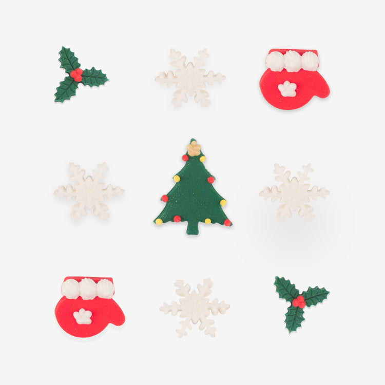 9 toppers en sucre Décoration Noël pour gateaux My Little Day