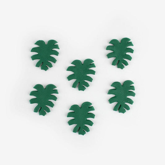 6 tropical leaf sugar toppers for birthday cake decoration