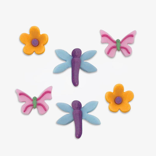 Birthday girl butterflies: sugar toppers flowers and butterflies for cake decoration